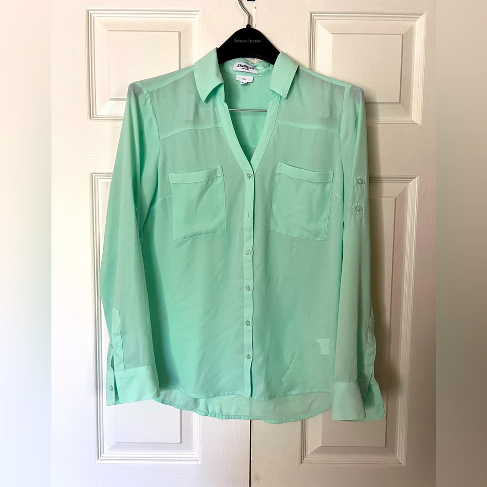Express Mint Green Blouse Womens